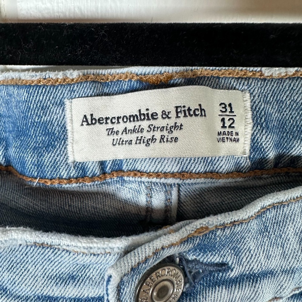 Abercrombie & Fitch Jeans Size 30 Ankle Straight The Ultra High Rise Lt. Wash - Picture 5 of 6